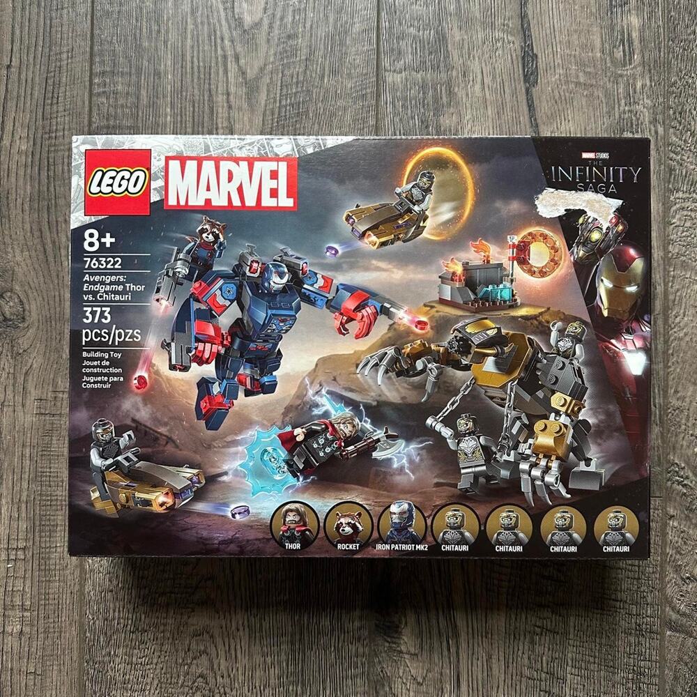 2025 Lego Marvel Avengers Endgame Thor vs Chitauri Iron Patriot Rocket Set 76322